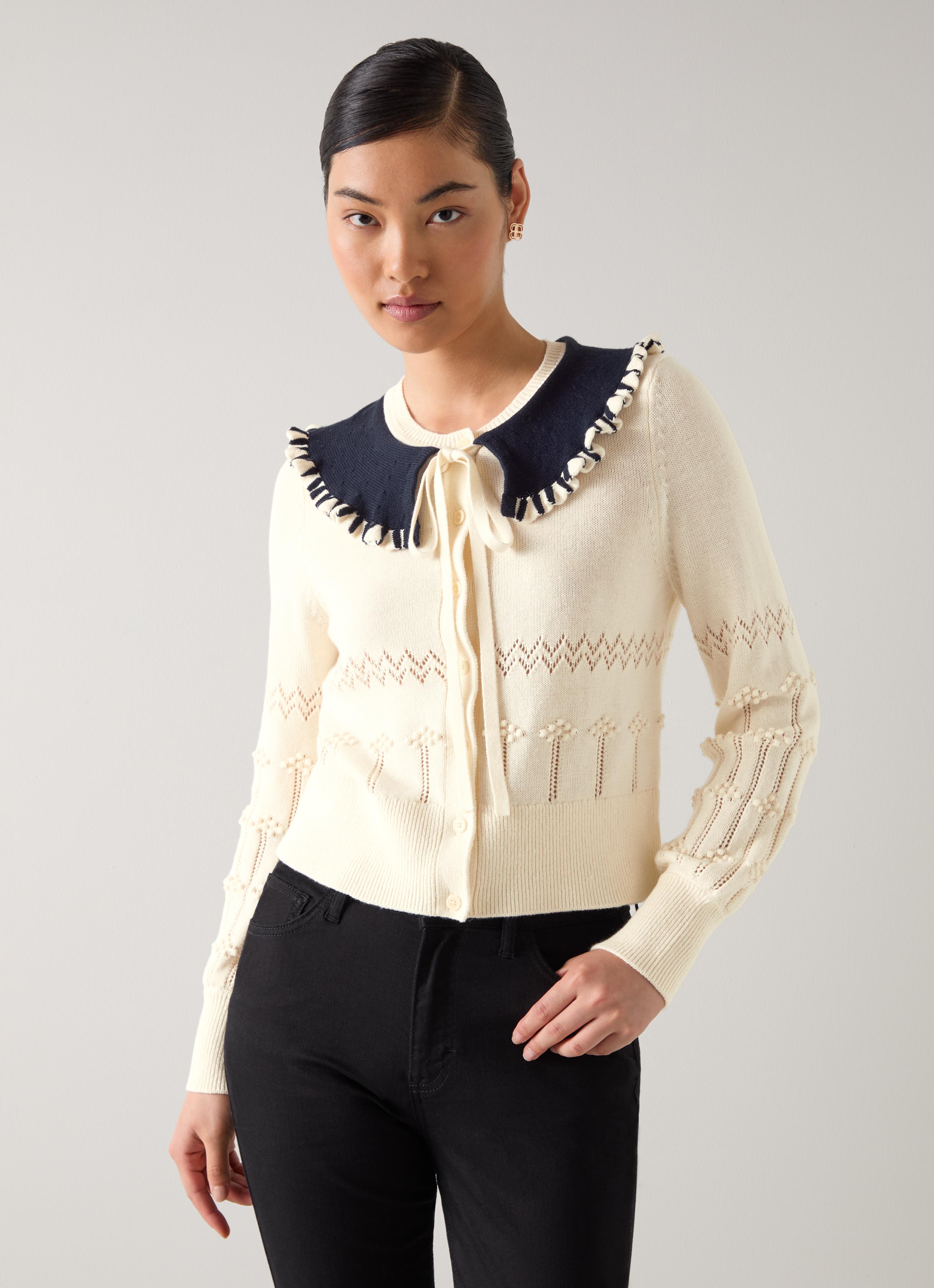 Olivia Cream Muti Frill Collar Cardign | Clothing | Collections